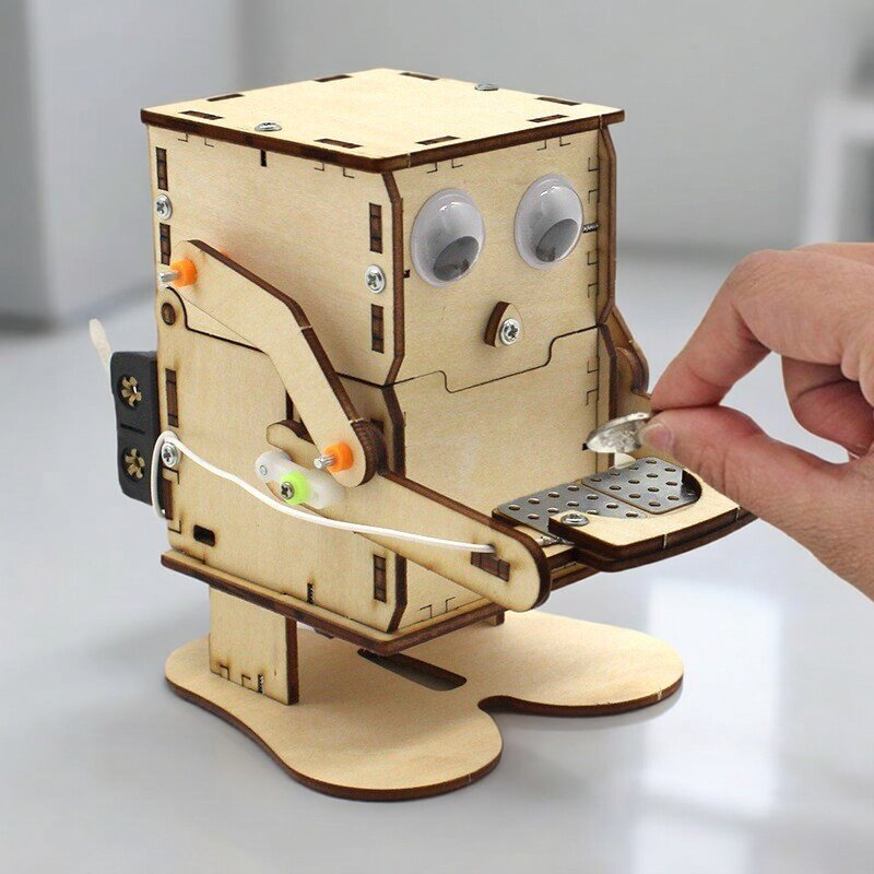 Science Max - Wooden Assemble DIY Robot Eating Coin