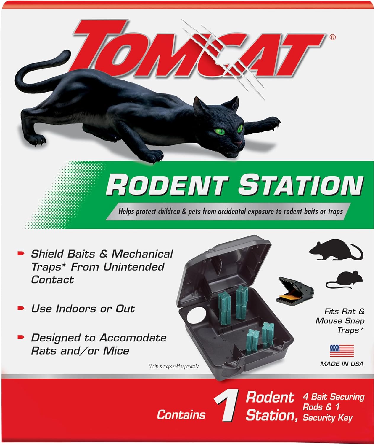 Weather Station Indoor - Rodent Station with 4 Bait-Securing Rods