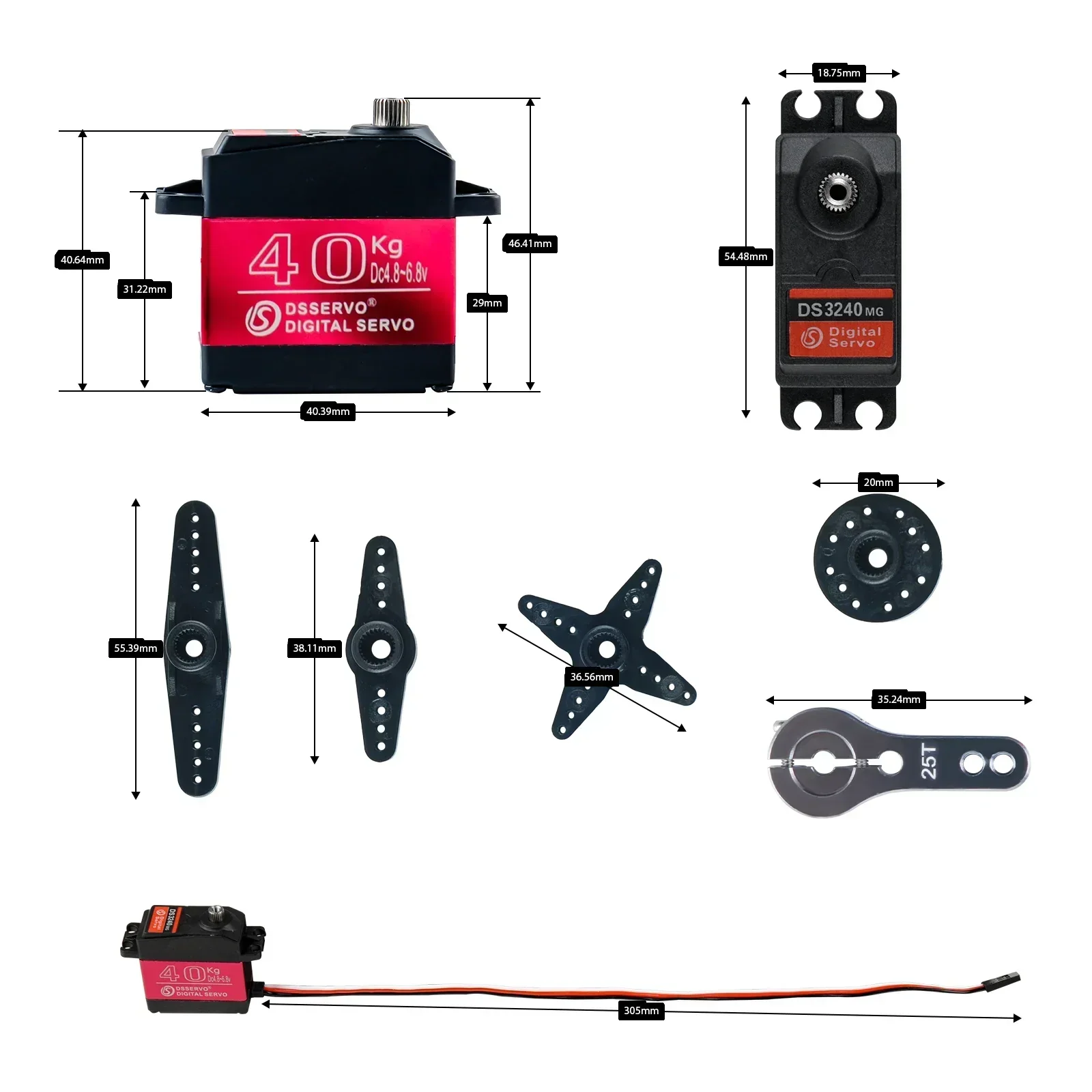 Digital Servo 40KG 180/270 Deg - огляд і ціна Robot Arm Motor