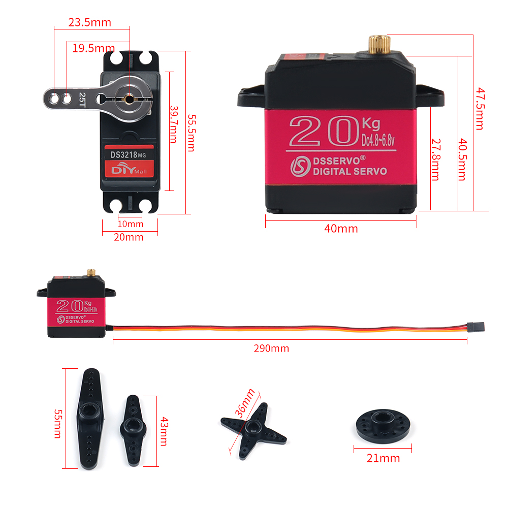 20KG Digital DS3218 Servo 180° - огляд і ціна Robot Arm Motor