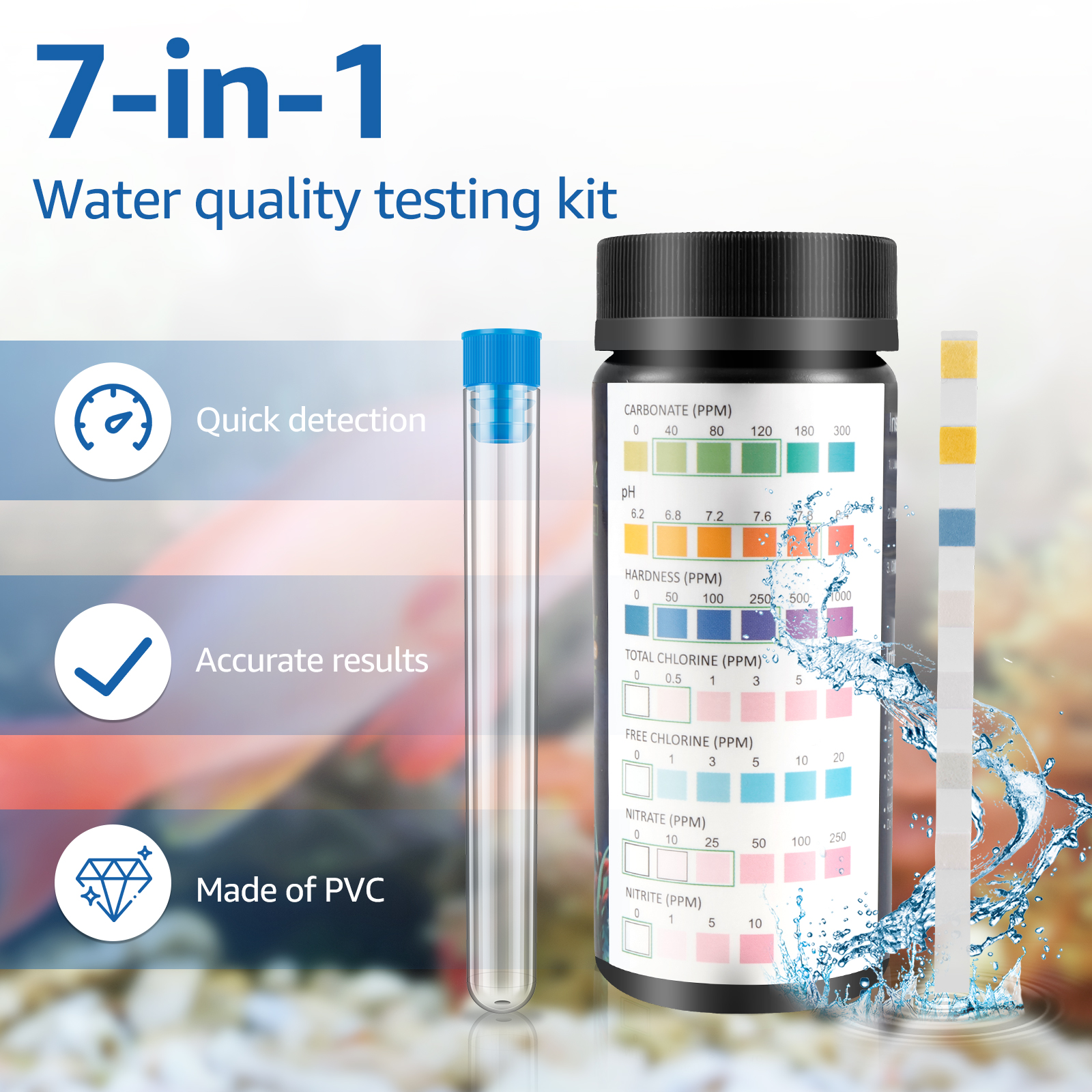 100Pcs 7 in 1 Aquarium Test St - огляд і ціна Water Testing Kit