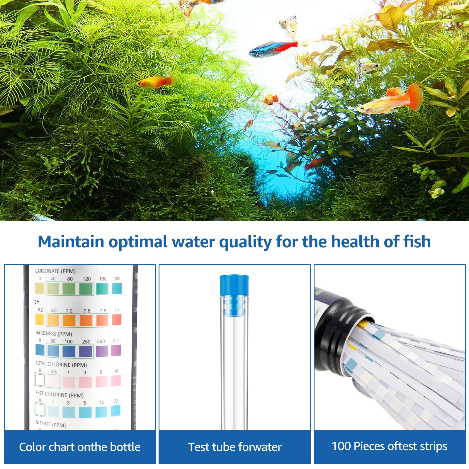 100Pcs 7 in 1 Aquarium Test St - огляд і ціна Water Testing Kit