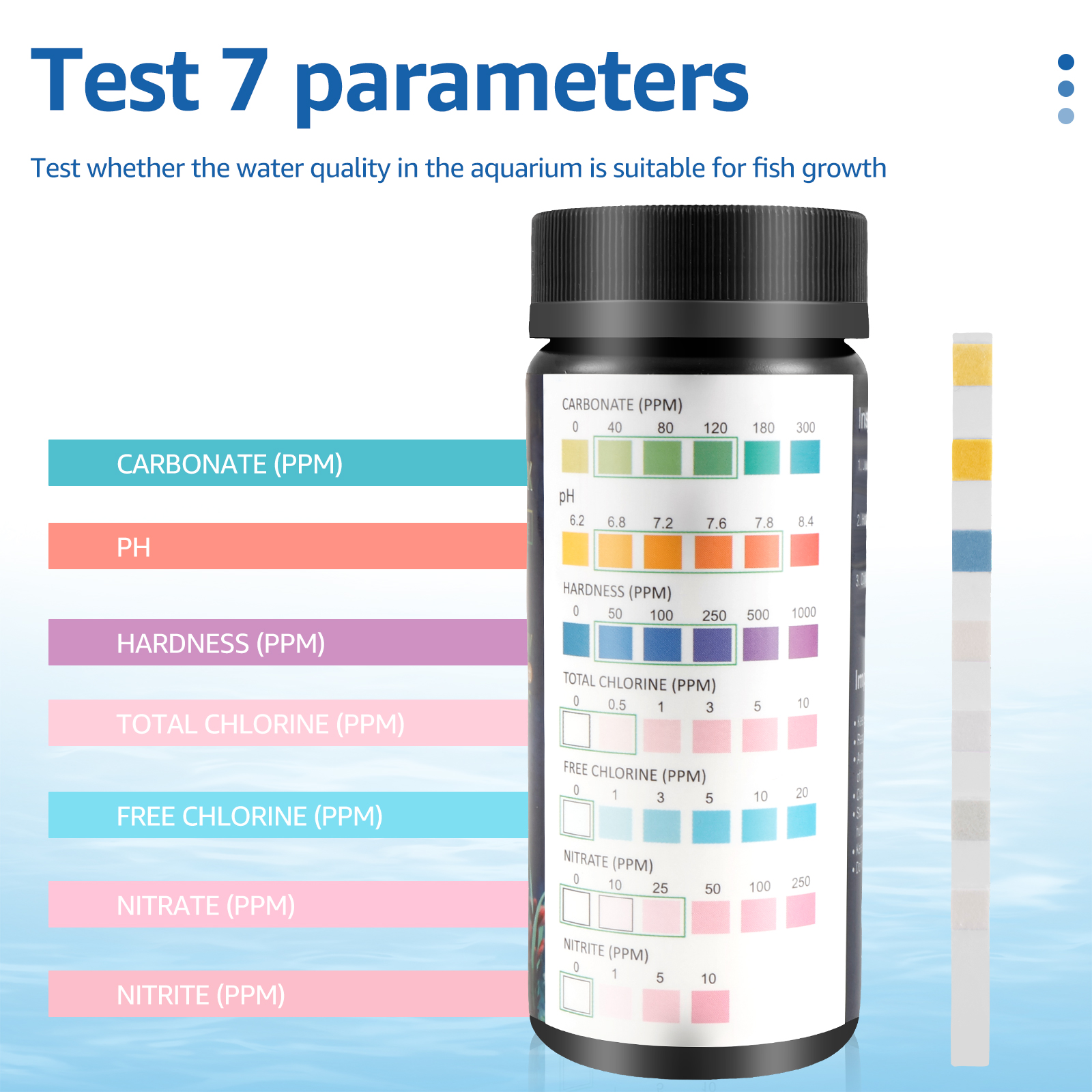 100Pcs 7 in 1 Aquarium Test St - огляд і ціна Water Testing Kit